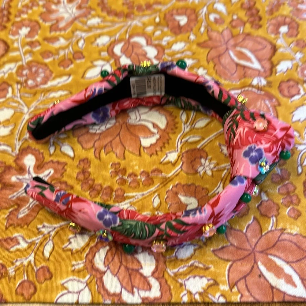 BRIANNA CANNON CHILD SIZE PINK LUAU HEADBAND WITH CRYSTALS & BEADS